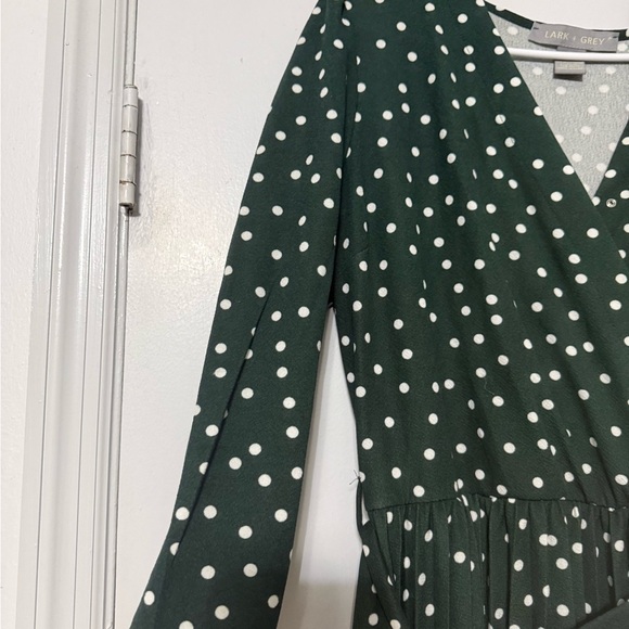 Hunter Green Polka Dot Midi Dress - Picture 2 of 6